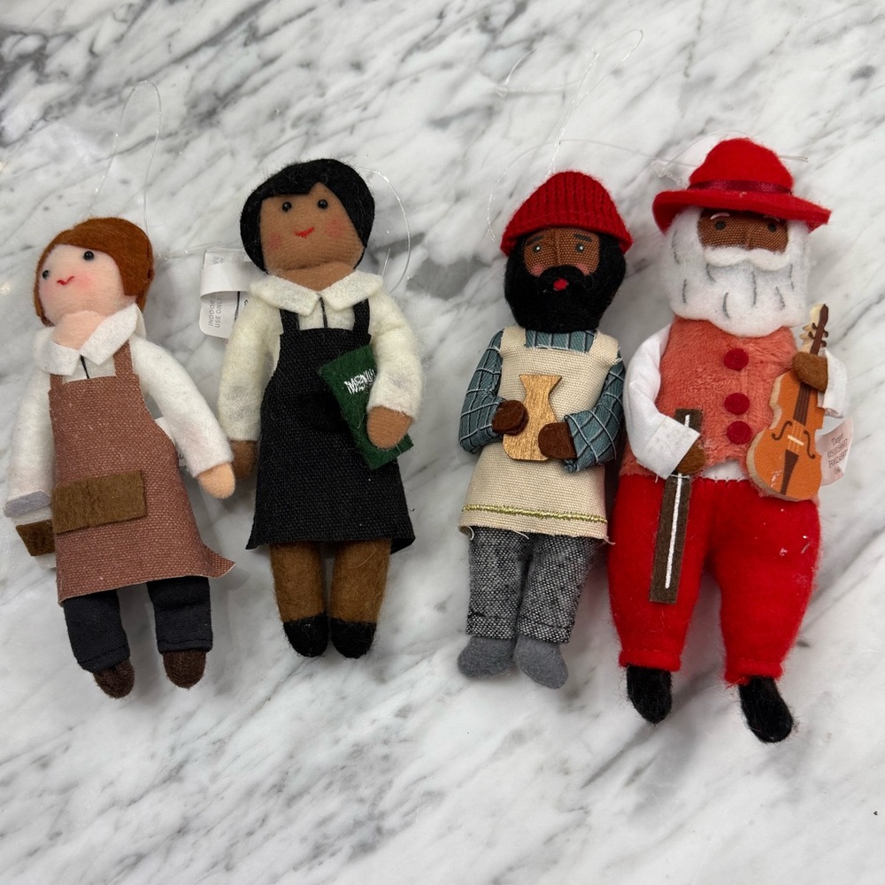 NWT Handcrafted Felt Doll Ornament Set - Restaurant Barista Waitress Sommelier